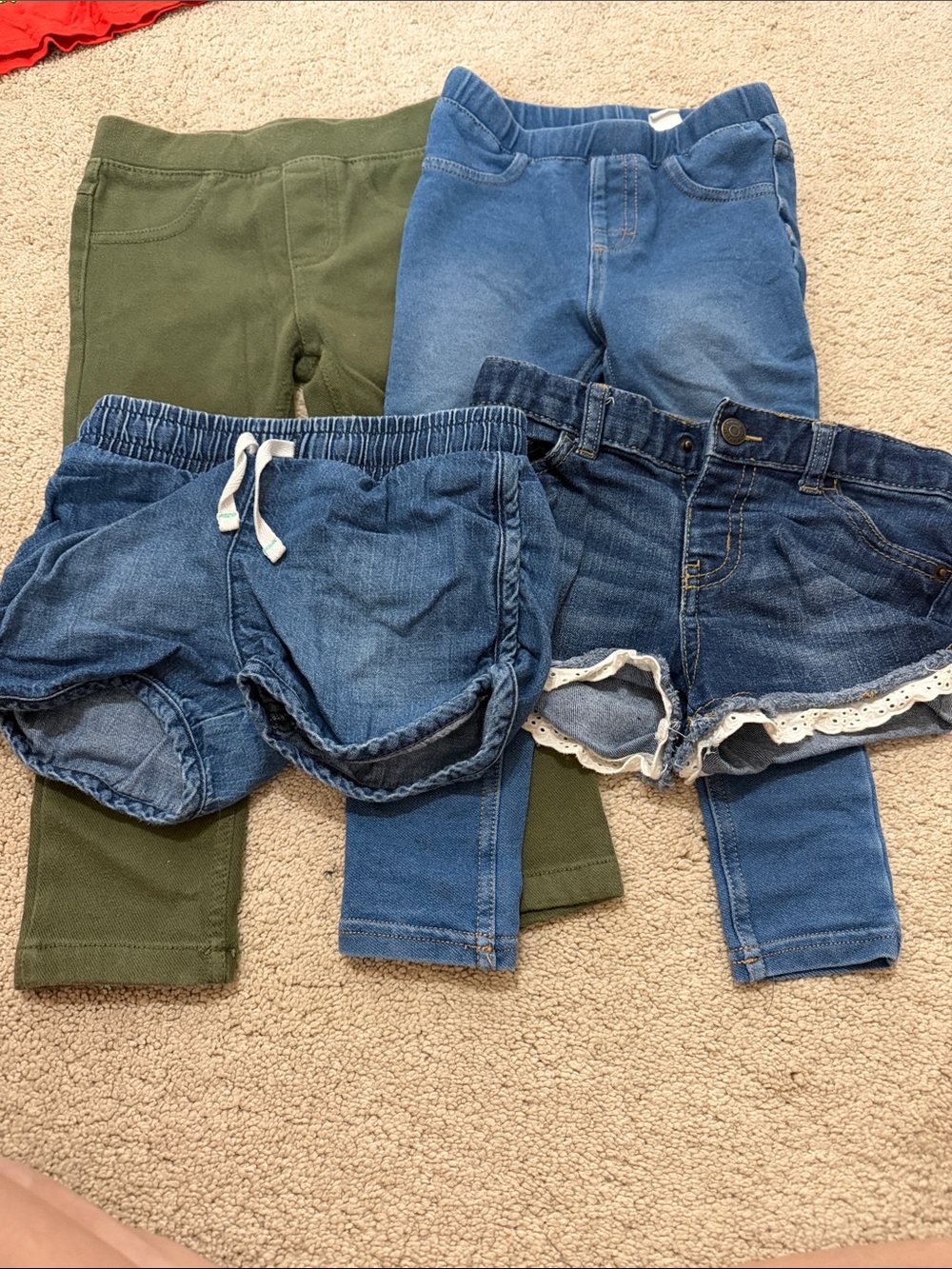 Mixed Pack of girls Bottoms - Blue Denim & Olive Green